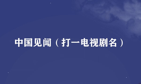 中国见闻（打一电视剧名）
