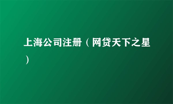 上海公司注册（网贷天下之星）