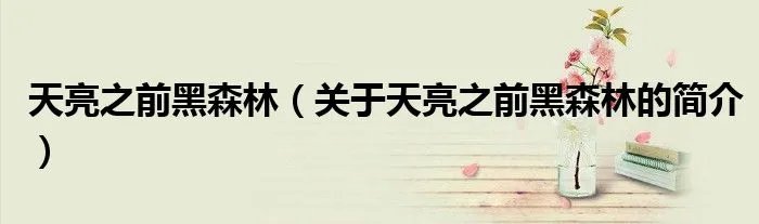天亮之前黑森林(关于天亮之前黑森林的简介)