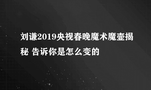 刘谦2019央视春晚魔术魔壶揭秘 告诉你是怎么变的