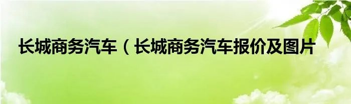 长城商务汽车（长城商务汽车报价及图片