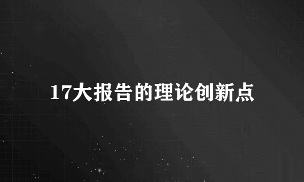 17大报告的理论创新点