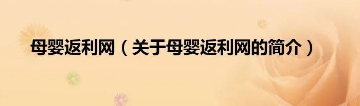 母婴返利网（关于母婴返利网的简介）