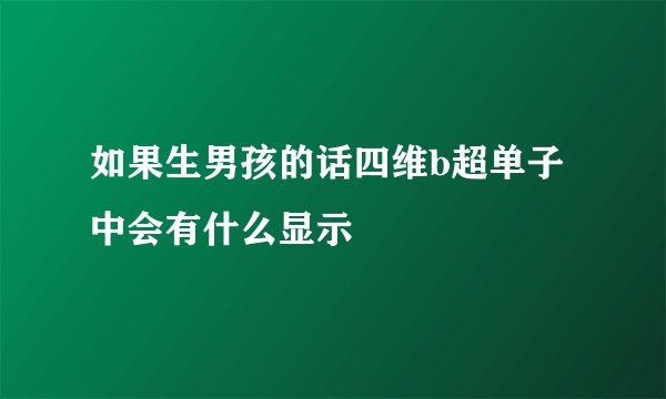 如果生男孩的话四维b超单子中会有什么显示