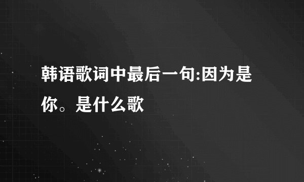 韩语歌词中最后一句:因为是你。是什么歌