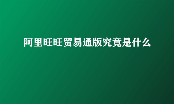 阿里旺旺贸易通版究竟是什么