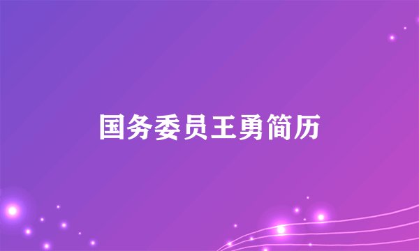 国务委员王勇简历