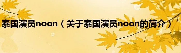泰国演员noon（关于泰国演员noon的简介）