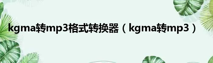 kgma转mp3格式转换器（kgma转mp3）
