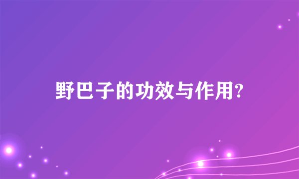 野巴子的功效与作用?