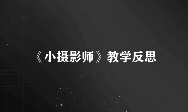 《小摄影师》教学反思