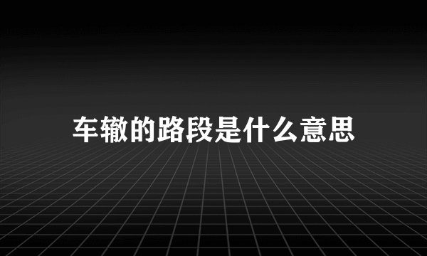 车辙的路段是什么意思