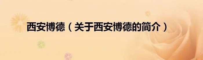 西安博德（关于西安博德的简介）