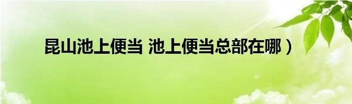 昆山池上便当 池上便当总部在哪）