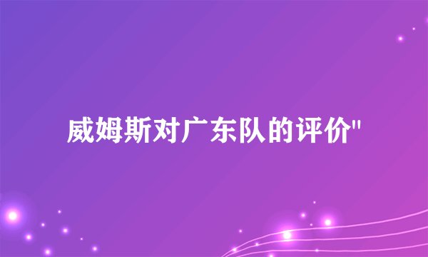 威姆斯对广东队的评价