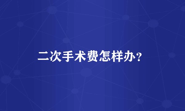 二次手术费怎样办？