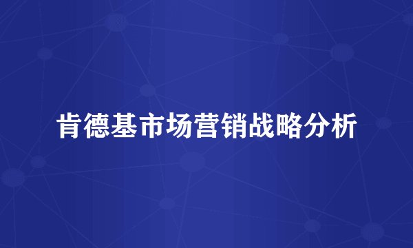 肯德基市场营销战略分析