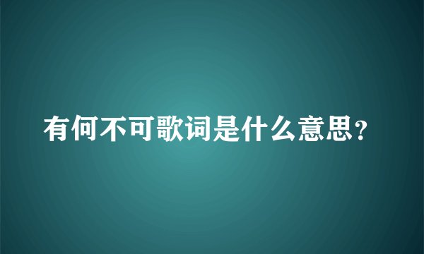 有何不可歌词是什么意思？