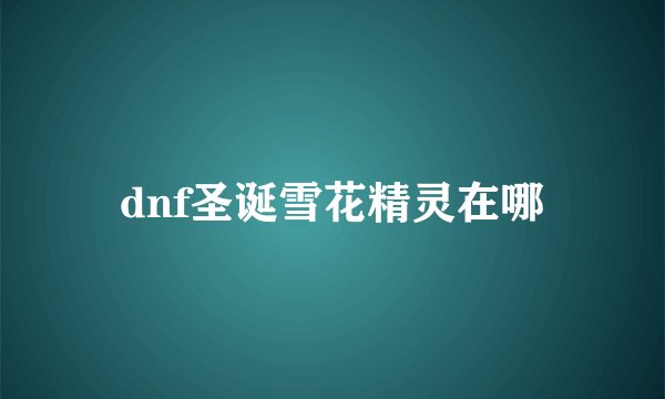 dnf圣诞雪花精灵在哪