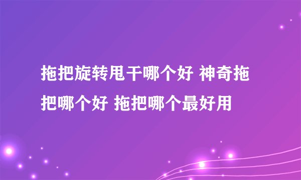 拖把旋转甩干哪个好 神奇拖把哪个好 拖把哪个最好用