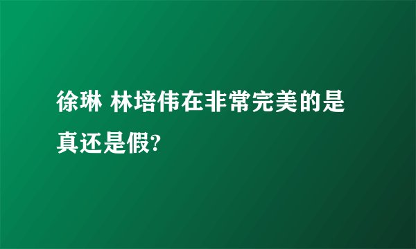 徐琳 林培伟在非常完美的是真还是假?