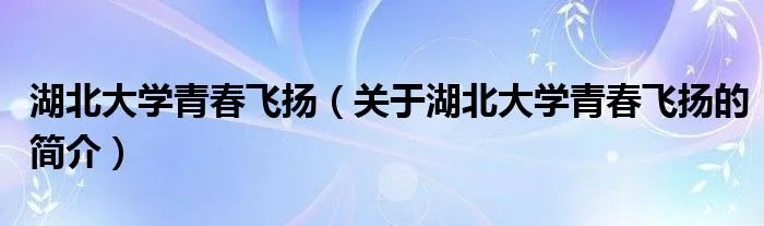 湖北大学青春飞扬（关于湖北大学青春飞扬的简介）