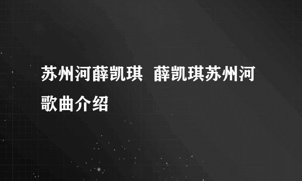 苏州河薛凯琪  薛凯琪苏州河歌曲介绍