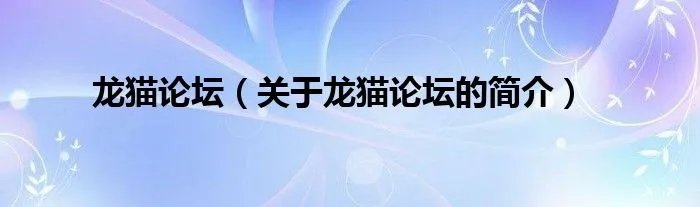 龙猫论坛（关于龙猫论坛的简介）