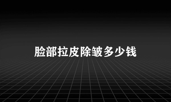 脸部拉皮除皱多少钱