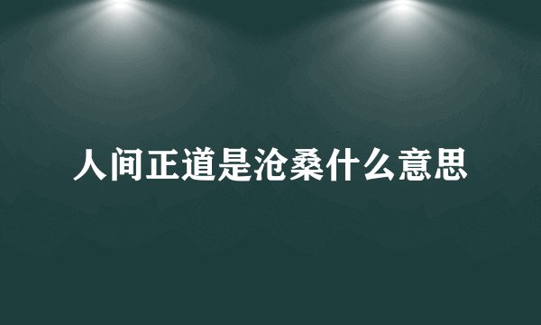 人间正道是沧桑什么意思