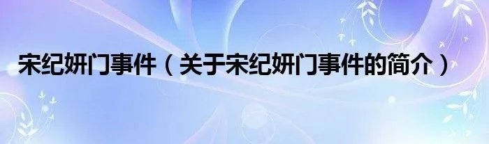 宋纪妍门事件（关于宋纪妍门事件的简介）