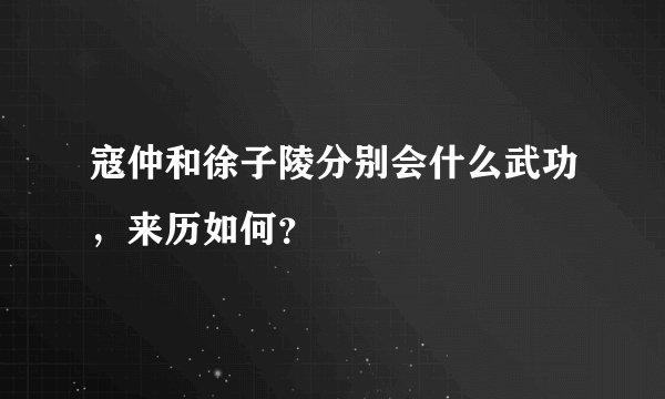 寇仲和徐子陵分别会什么武功，来历如何？