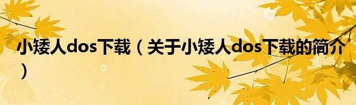 小矮人dos下载（关于小矮人dos下载的简介）