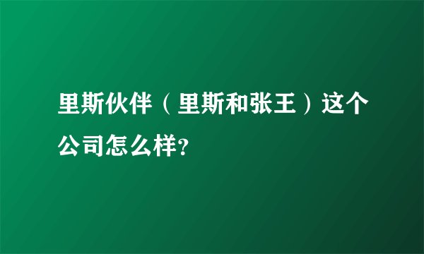 里斯伙伴（里斯和张王）这个公司怎么样？
