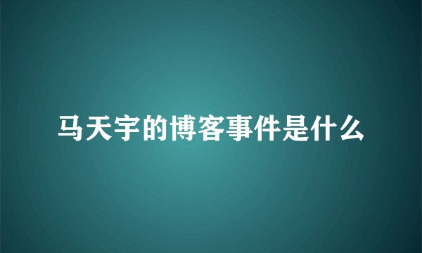 马天宇的博客事件是什么