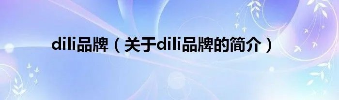 dili品牌（关于dili品牌的简介）