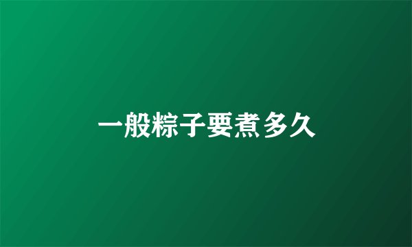 一般粽子要煮多久