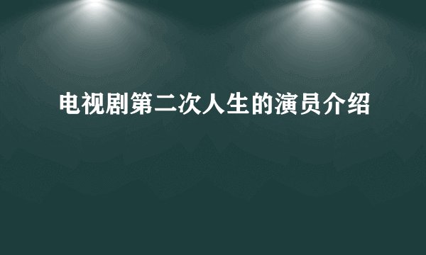 电视剧第二次人生的演员介绍