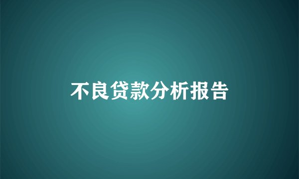 不良贷款分析报告