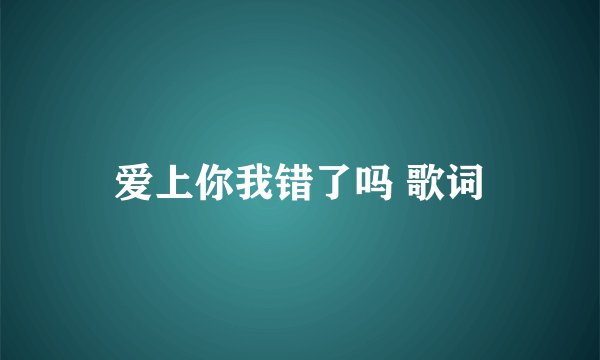 爱上你我错了吗 歌词