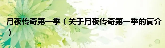 月夜传奇第一季（关于月夜传奇第一季的简介）