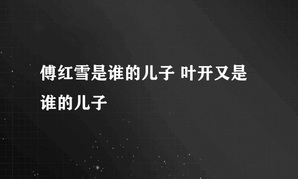 傅红雪是谁的儿子 叶开又是谁的儿子