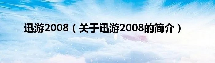 迅游2008（关于迅游2008的简介）