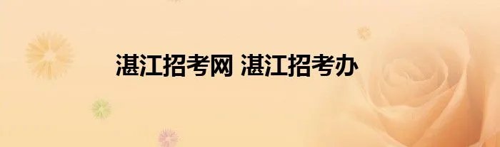 湛江招考网 湛江招考办