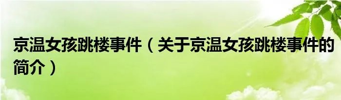 京温女孩跳楼事件(关于京温女孩跳楼事件的简介)