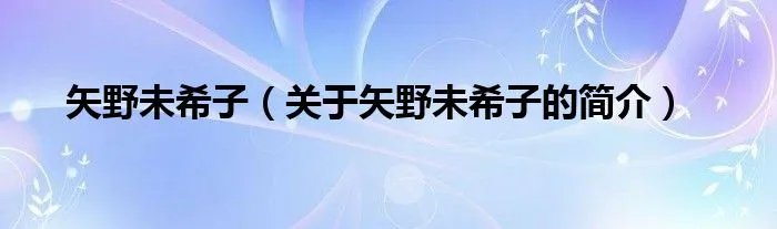 矢野未希子（关于矢野未希子的简介）
