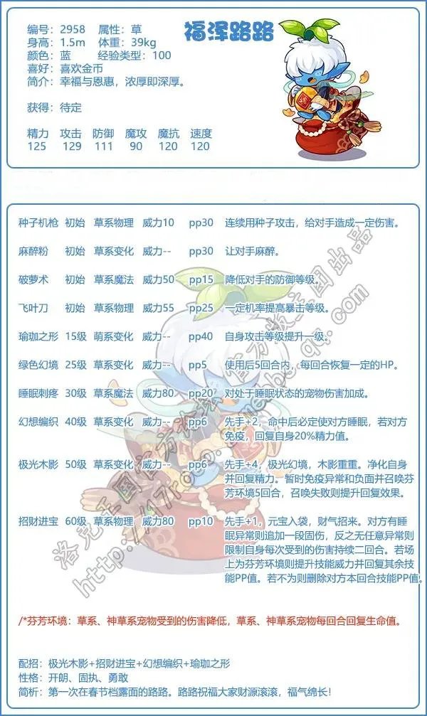 《洛克王国》福泽路路技能表图鉴