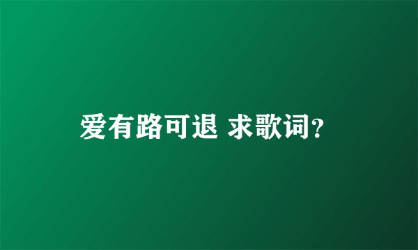 爱有路可退 求歌词？