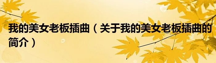 我的美女老板插曲(关于我的美女老板插曲的简介)
