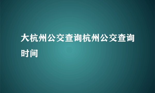 大杭州公交查询杭州公交查询时间
